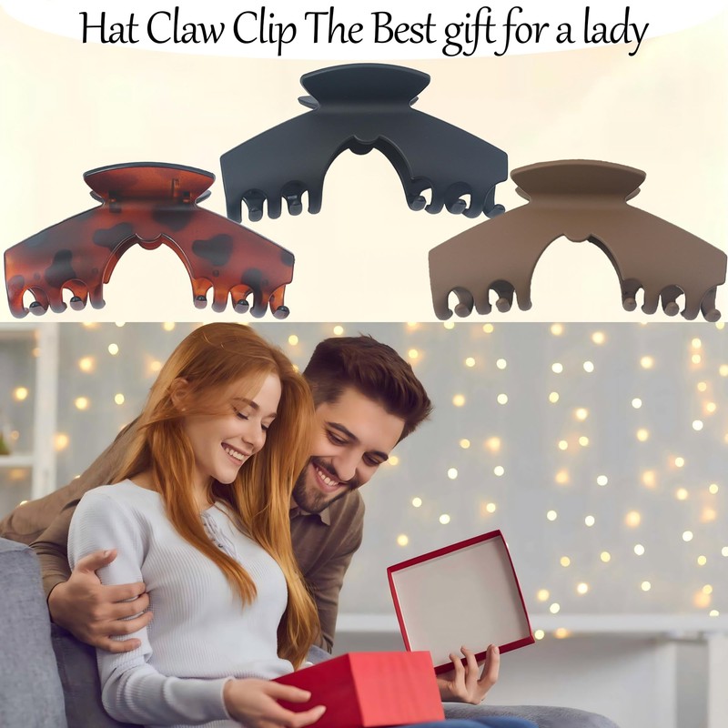 3 PCS Hat Claw Clip for Women,Large Claw Clip for
