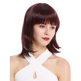 WIG ME UP - YZF-4362-110 Women's Wig Bob Longbob Short Straight Fringe Red Aubergine Red