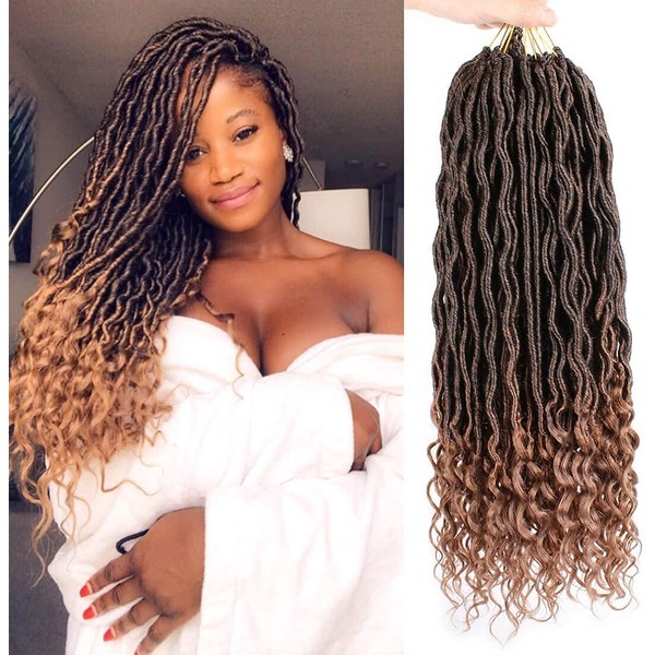 Xtrend 18 Inch 6 Packs Faux Locs Crochet Braids Hair Curly Synthetic Extensions Faux Locs Braiding Hair Afro Kinky Soft Dread Dreadlocks 20 Roots/Pack for Black Women T30#