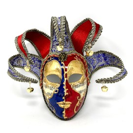 STORM BUY Venetian Masquerade Costume Mask Decoration Jester Masks for Ball Holloween Mardi Gras Cosplay Party (Small （Red&Blue）)
