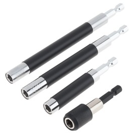 ChgImposs 4PCS Magnetic Drill Bit Extension Set – 60mm Fixed + 80/120/140mm Scalable Magnetic Screwdriver Bit Holders, 1/4" Hex Quick Release Adapter for Impact Driver & Drill