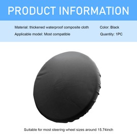 Downhill Steering Wheel Cover Sun Shade, 15.75" Sun Protection and Heat Insulation Full-cover Steering Wheel Protective Cover, Universal Car Interior Accessories, for Most Cars SUVs (Black)