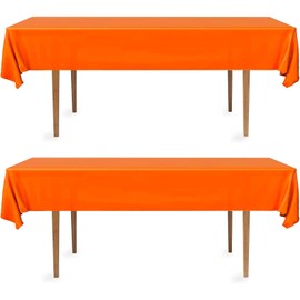 DecorRack 2 Rectangular Tablecloths BPA-Free Plastic, 54 x 108 inch, Dining Table Cloth, Rectangle Table Cover for Parties, Picnic, Camping and Outdoor, Disposable or Reusable, Orange (2 Pack)