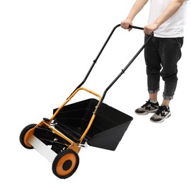 Giciashop Reel Lawn Mower, 2-in-1 16-Inch 5-Blade Push Lawn Mower w/Grass Collecting Box, 0.47-1.65 inches Adjustable Cutting Height Manual Lawn Mower (16 Inch)