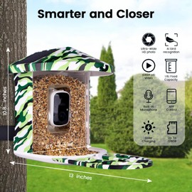 Luvan Bird Feeder with Camera, 1080 HD AI Identify Bird Species, Smart Solar-Powered Bird Feeder, Auto Capture Bird& Motion Detection for Watching, Camera Bird Feeders Present for Bird Lovers