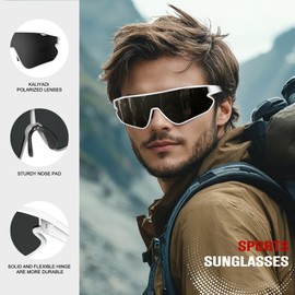KALIYADI Mens-Sunglasses Polarized Sports Sunglasses: Cycling Sun Glasses Women UV400 Protection for Running