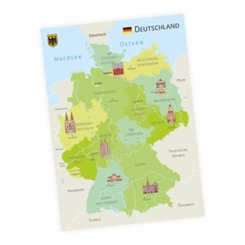 Children's Learning Poster - Germany Landmarks 2 - Wall Decoration Children's Room Wall Picture Boy Girl Poster - Size DIN A2-594 x 420 mm