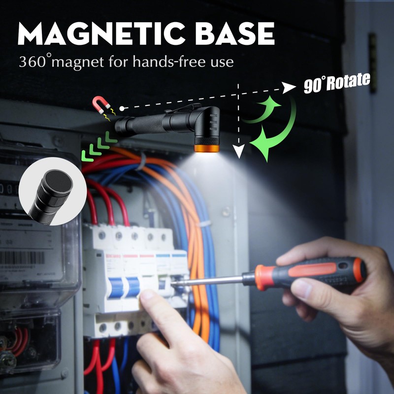 COSMOING Rechargeable Magnetic Flashlight 90 Degree