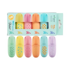 enlegend 6 Piece Stylish Modern Style Mini Highlighter Pen Kawaii Stuff Pastel Color Geometric Line Design Easter Gift Highlighter Marker