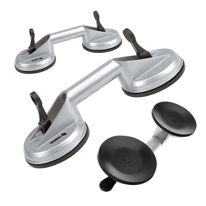 Double Suction Cup Holder Rubber Suction Lifter Aluminium 2 x