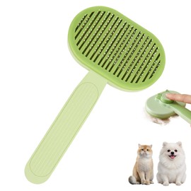 Green Self-Cleaning Pet Hair Brush for Cats and Dogs with Eject Button, Practical Cat Brush for Hair Care, Easy One Button Cleaning Against Loose Hair