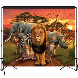 Musykrafties Tropical African Forest Jungle Safari Scenic Backdrop Large Banner Photography Studio Fabric Background Photobooth Prop 7x6feet #2194