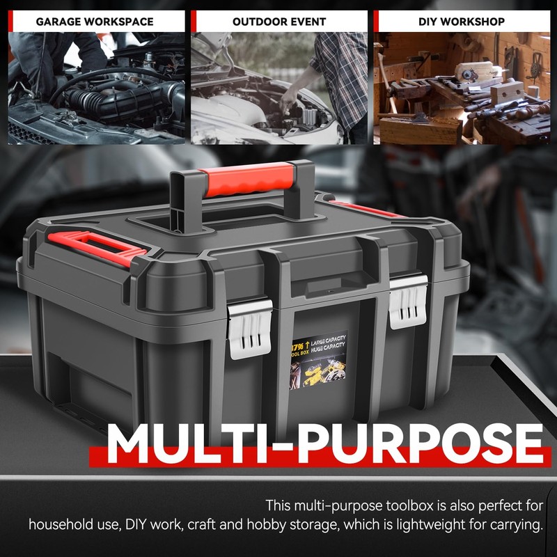 Auto Dynasty Universal Lockable Organizer Storage Tool Box with Removable