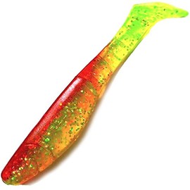 Relax Kopyto Classic Rubber Fish 4L 4 Inch Approx. 11 cm Green Glitter Red Set of 10