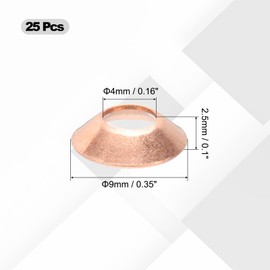 PATIKIL Flare Gasket, 25 Pcs Fit for 1/4" Tube Size 45 Degree Copper Flared Pipe Fittings for Air Conditioner Refrigeration Accessories