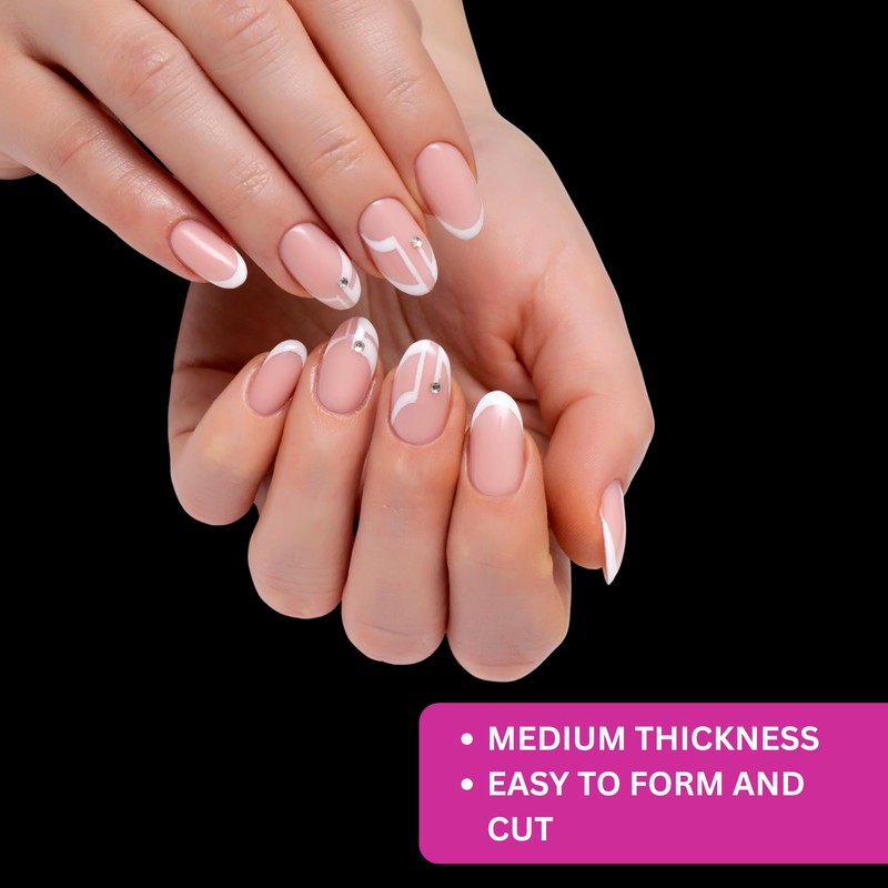 TRIXES Extra-Long Acrylic Nail Extensions - Oval, 10 Sizes -