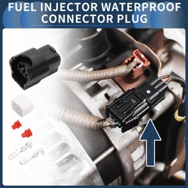 INFINAUTO 2 Pin Fuel Injector Waterproof Connector Plug, 2.2mm Series Female Wire Terminal Connector for Nissan Plastic Copper Black, 1 Set