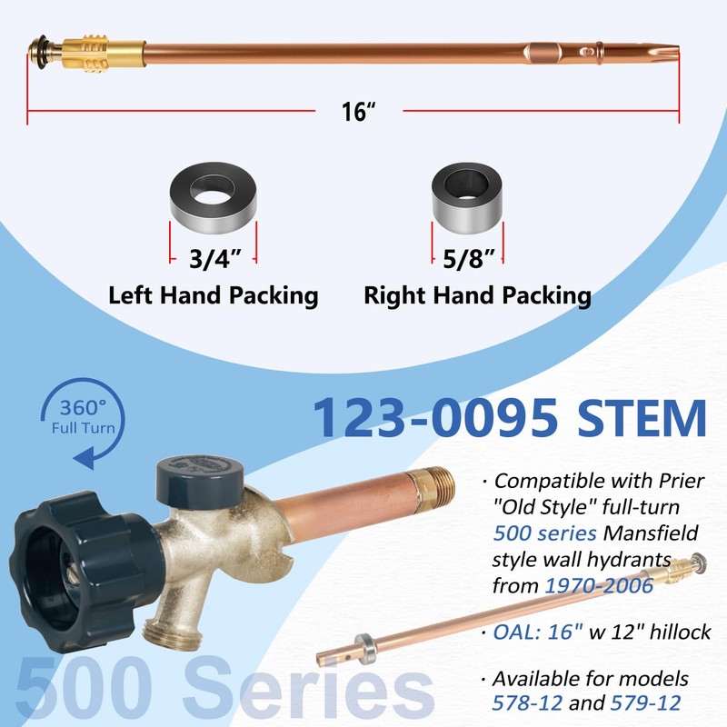 123-0095 Stem Assembly Replacement for 12" 500 Series Mansfield Style
