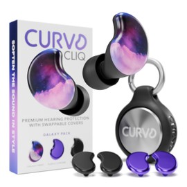 CURVD Cliq Earplugs with Swappable Covers, Stylish Noise Reduction for Concerts, Noise Sensitivity & More. Customizable Colors & Patterns, Reusable Ear Plugs with Aluminum Travel Case & 5 Tip Sizes
