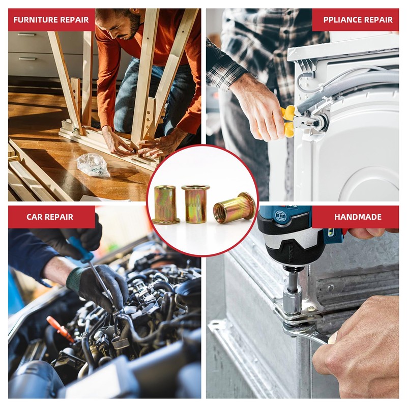 AIMUNOK 155PCS Rivet Nut Kit, Rivet Nuts Rivnuts 1/4-20#8-32#10-24 5/16-18