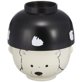 SAN3311-2 Cute Tableware, Monochrome Animaru, Soup Bowl and Rice Bowl Set, 6.8 fl oz (200 ml), Mini Polar Bear, Made in Japan