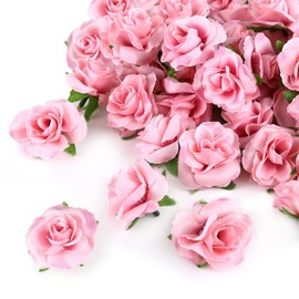 Kesoto Kesoto 50pcs Pink Roses Artificial Flowers Bulk, 1.6" Small Silk Fake Roses Flower Heads for Decoration, Crafts, Wedding Centerpieces Bridal Shower Party Home Decor