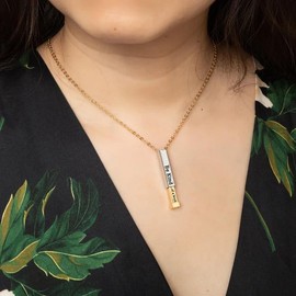 Be Kind Of A B Necklaces For Women, To Best Friends Sorority Sisters Inspirational Square Tubes Pendant With Hidden Message Stainless Steel Band Friendship Gift Jewelry (Be Kind Of A B, Rose Gold)