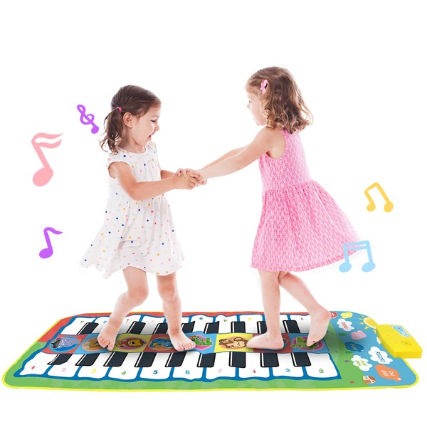 Coolplay Piano Toy, Children's Educational Toy, 2-person Version, Double Row Keyboard, Music Mat, 8 Types of Musical Instruments, Recording, Playback, 44.1 x 19.7 inches (112 x 50 cm)