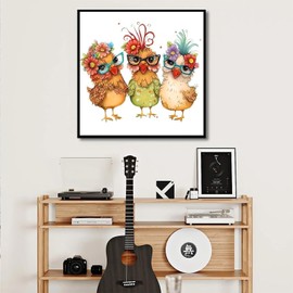 Generic 5D Hen Diamond Painting Kits for Adults, DIY Chicken Diamond Art Kits for Beginners Round Full Drill Diamond Painting for Home Wall Decoration Gift 12×12inch, Butterfly