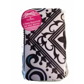 Modella Manicure Pedicure 5 pc Nail Set Travel Carrying Case Mirror Day & Night