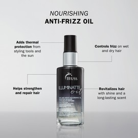 TRUSS Illuminatte Hair Oil - For Damaged, Frizzy or Brittle Hair - Nourishing Scented Oil & Heat Protectant - Formulated to Soften, Strengthen & Repair - Add Shine & Control (2.02 Fl Oz)