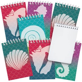 ArtCreativity Mini Mermaid Scale Notebooks, Pack of 12, Small Spiral Notepads with Metallic Covers, Cute Stationery Supplies for School & Office, Fun Birthday Party Favors, Goody Bag Fillers for Kids