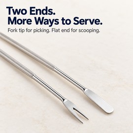 5-Piece Stainless Steel Seafood Fork Set – Dual-Ended Crab, Lobster, Nut & Fruit Picks with Scoop Tips, Silver