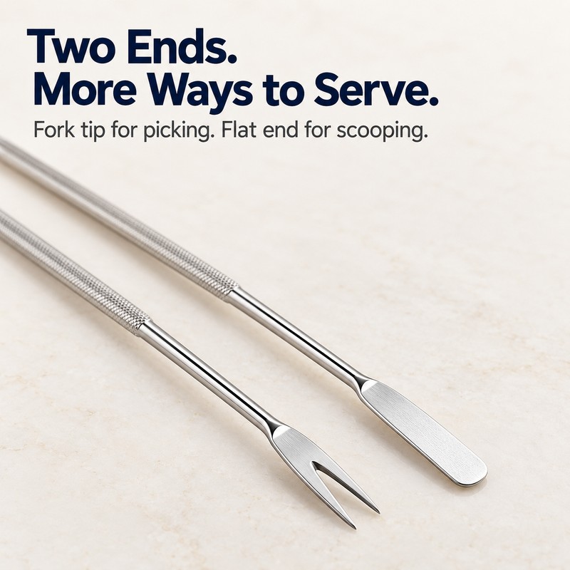5-Piece Stainless Steel Seafood Fork Set – Dual-Ended Crab, Lobster,