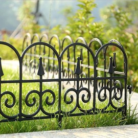 DULRLLY Decorative Garden Fence, Folding Fence 23 x 13 Inch, 5 Panels Rustproof Plastic Border Fence Edging, Flower Bed Edging for Landscaping- Garden Fence Animal Barrier
