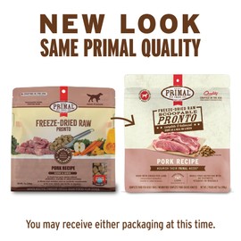 Primal Freeze Dried Dog Food, Pronto Mini Nuggets, Pork; Scoop & Serve, Complete & Balanced Meal; Also Use As Topper or Treat; Premium, Healthy, Grain Free, High Protein Raw Dog Food (25 oz, 2-Pack)