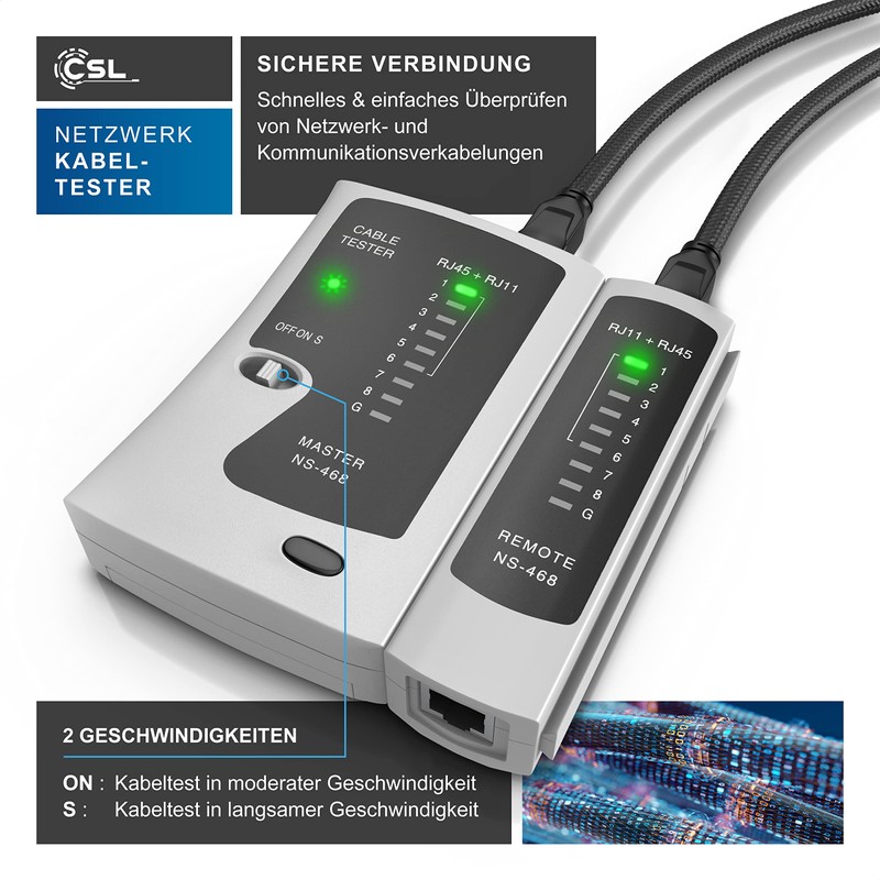 Probador de cables de red CSL para cables RJ45 /