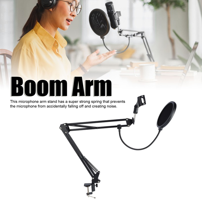 Boom Arm Microphone Adjustable Suspension Boom Rotatable Scissor Microphone Arm
