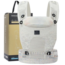 Bebamour Baby Carrier 4-Position Front and Back Baby Carrier with 2 Shoulder Bibs, Knit Series, White