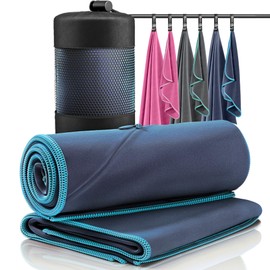 Mikrofaser Handtuch 2er Set: Schnelltrocknend, Kompakt, Leicht | Microfaser Microfiber Towel groß klein: Camping Fitness Sport Badetuch Sporthandtuch Reisehandtuch Mikrofaserhandtuch Fitnesshandtuch