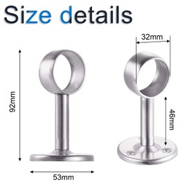 INCREWAY Stainless steel Wardrobe Pipe, Dia 32mm(1-1/4") Closet Lever Support Rod Holder Socket Bracket, Set of 2