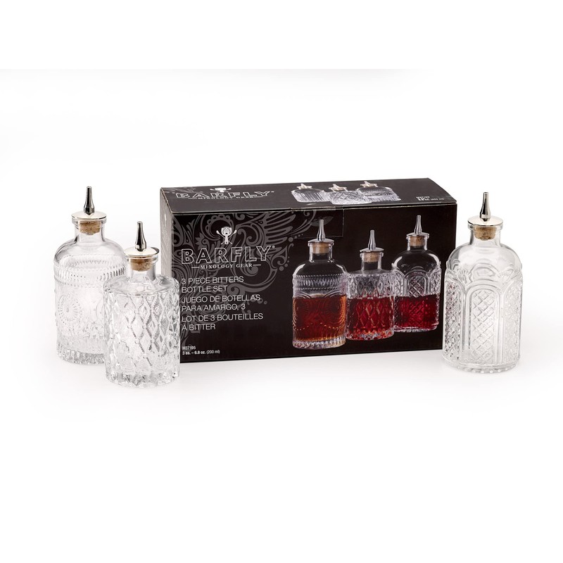 Barfly Bitters Bottle Set of 3 - M37186/M37187/M37188, Glass, 6.8