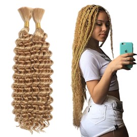 18 Inch Deep Wave Braiding Hair For Boho Braids160g(1Pack-2Bundles) Water Wave Bulk Braiding Hair For Bohemian Knotless Wet and Wave, Synthesis Braiding Hair For Micro Braids (27#, 18inch)