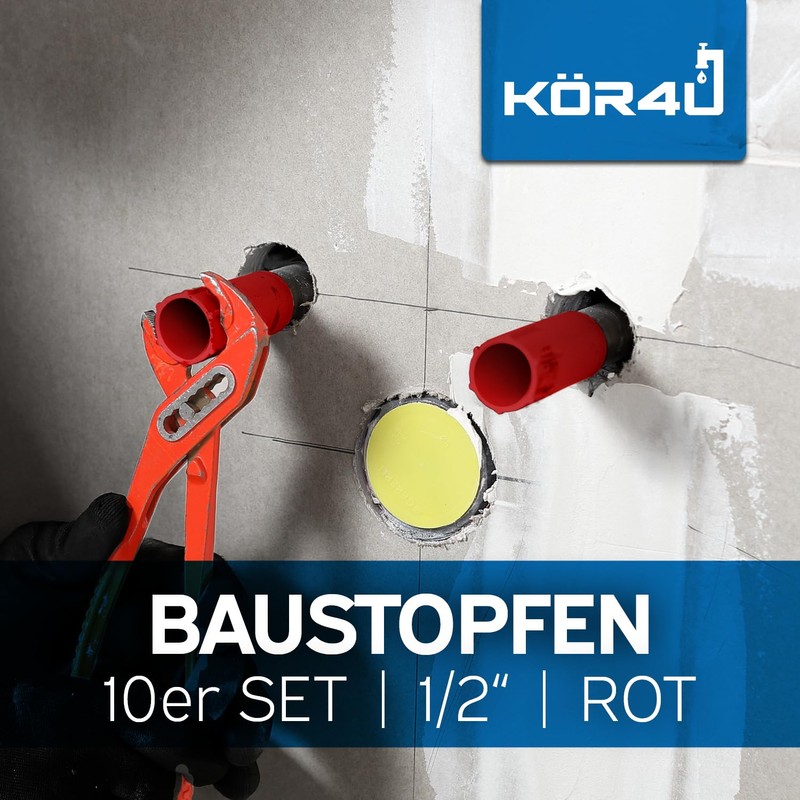 kör4u Set of 10 construction plugs, 1/2 inch, red, made