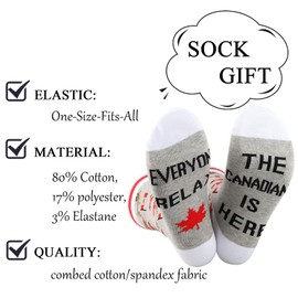 ZJXHPO Canada Day Gift Canadian Crew Sock Everyone Relax The Canadian Is Here Novelty Sock Patriotic Gift Canada Gift (US, Alpha, One Size, Regular, Regular, Canadian Sock)