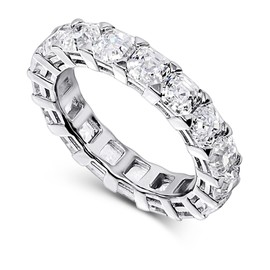 ORO LEONI 925 Sterling Silver 4mm Asscher Cut Cubic Zirconia Stackable Band Ring-6