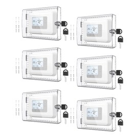 AUURIO 6 PCS Upgraded Thermostat Lock Box with Key, Large Space Thermostat Cover Seamless Anastomosis, Clear Decorative AC Lock Box Cover on Wall Fits Thermostats 4.8" H x 6" W or Smaller