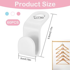 60 Pcs Clothes Hanger Connector Hooks, Space Saving Hangers, Coat Hangers Space Saving, Clothes Hangers Space Savers Hanger Hooks for Wardrobe Organise Space Saving (Multicolor)