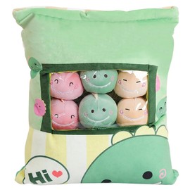 EUBSWA Plush Cushion in Pouch Design with 8 Dinosaur, Detachable Toto Cute Cuddly Pillow Gifts for Boys, Girls, Kids