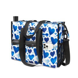 TOPDesign Utility Water Resistant Tote Bag with 22 Exterior & Interior Pockets, Top Zipper Closure & Thick Bottom Support, Love, Medium, Classic